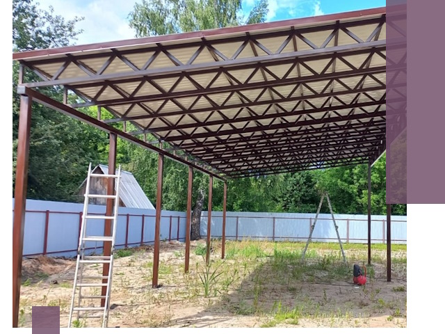 Односкатные навесы под ключ в Шатуре — изготовление и монтаж