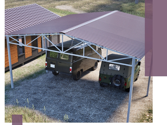 Двускатные навесы под ключ в Шатуре — изготовление и монтаж